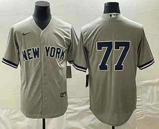 Men%27s New York Yankees #77 Clint Frazier Gray Cool Base Stitched Jersey->new york yankees->MLB Jersey